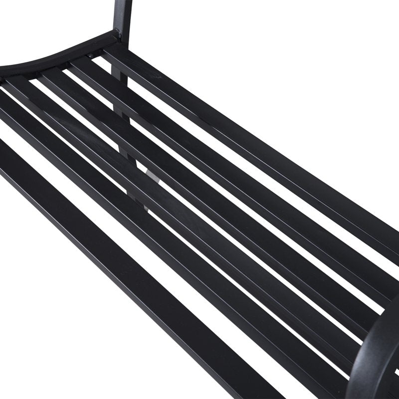 Outsunny 2-Seater Garden Bench, Steel-Black