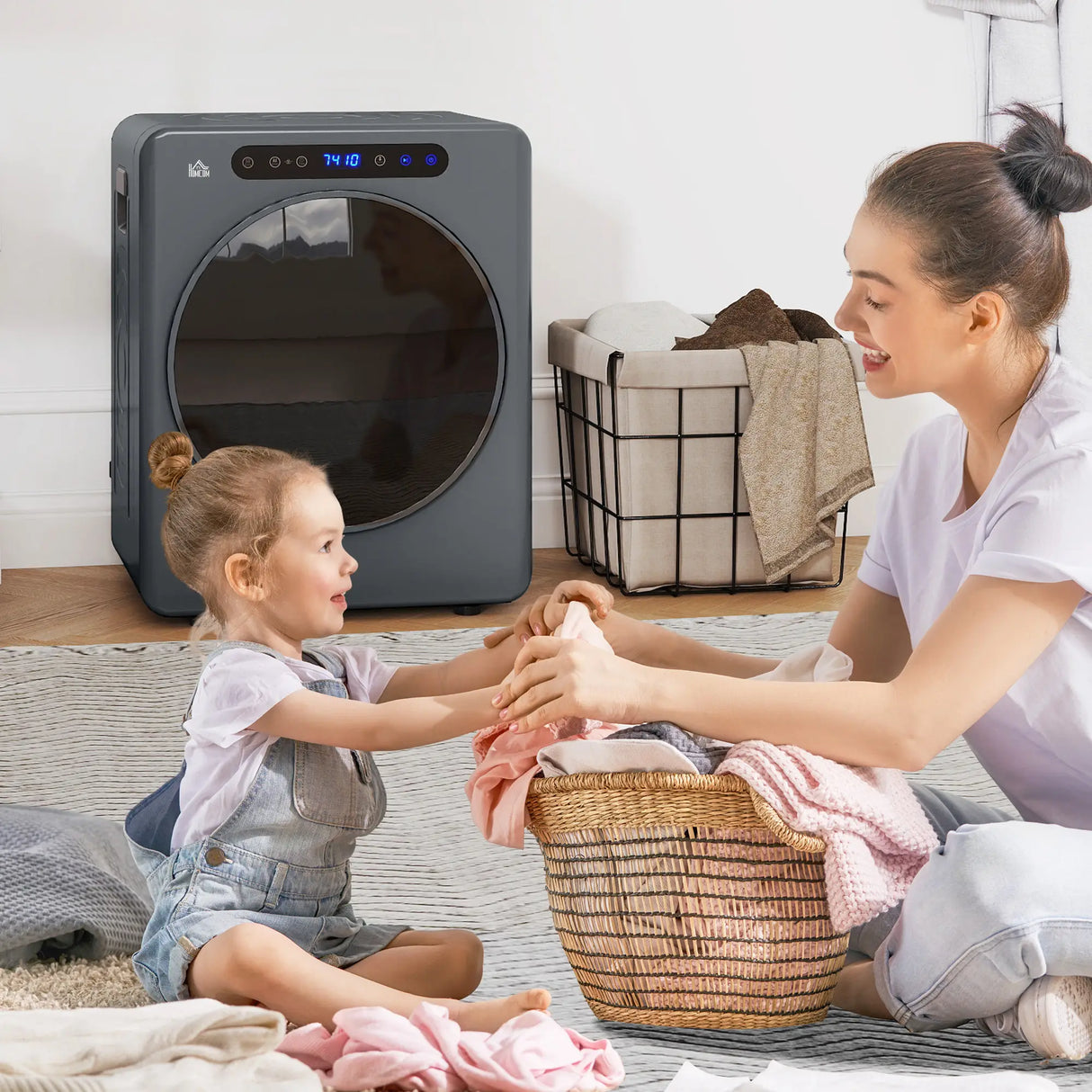 HOMCOM 4kg Compact 40-60C  Tumble Dryer - Grey