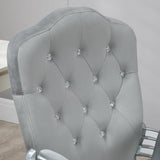 Vinsetto Velvet-Feel Work Chair, with Diamante Back - Grey