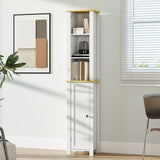 kleankin Slim Bathroom Storage Unit with Open Compartment, Bathroom Storage Cabinet with Adjustable Shelf, 34 x 23 x 165 cm, White