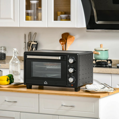 HOMCOM 21L Mini Countertop Oven, 100C-230C Adjustable Temp - Black