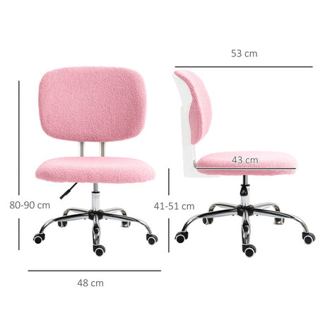 Vinsetto Teddy Fleece Armless Office Chair - Pink