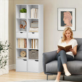 HOMCOM 6-Tier Bookcase, Tall Narrow Bookshelf with Drawer and Door - White
