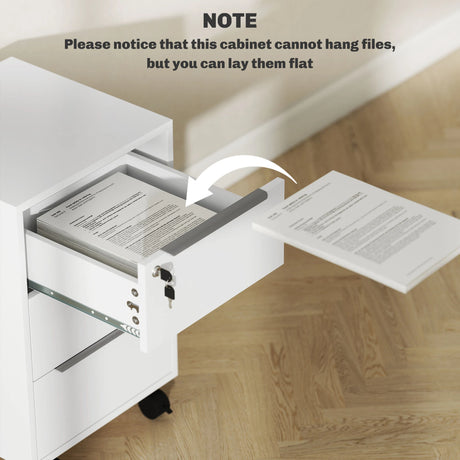 HOMCOM Three-Drawer Locking Filing Cabinet - White