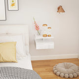 HOMCOM Floating High Gloss Bedside Table - High Gloss White