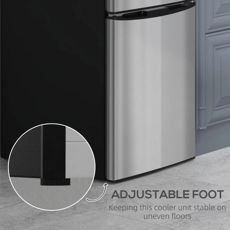 HOMCOM 88L Under Counter Fridge Freezer, Small Refrigerator with 5-Setting, 3 Star Freezer Rating, Black and Silver Tone
