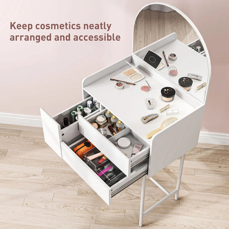 HOMCOM Three Drawer Compact Dressing Table - White