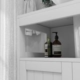 kleankin Pedestal Under Sink Cabinet with Double Doors, Modern Bathroom Vanity Storage Unit with Shelves, White