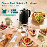 HOMCOM Polished Retro 40-100C Kettle and Toaster Set - Black