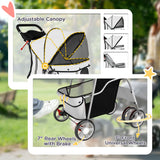 PawHut Dog Pram, Pet Stroller with Reflective Strips, Foldable Cat Stroller with 360 Swivel Wheels, Grey