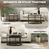 HOMCOM Set of Two Marble-Effect Stacking Tables - Wood Grey