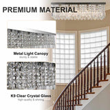 HOMCOM Modern Crystal Ceiling Light Square Crystal Chandelier for Living Room, Dining Room, Hall, E14 Base, Silver, 80 x 25 x 23cm