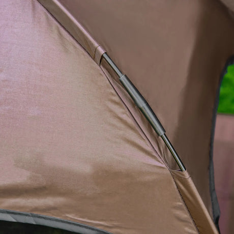 PawHut Raised Dog Bed Waterproof Elevated Pet Cot with Breathable Mesh UV Protection Canopy Brown, for Medium Dogs, 76 x 61 x 73cm