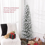 HOMCOM 5ft Artificial Snowy Pencil Christmas Tree - White