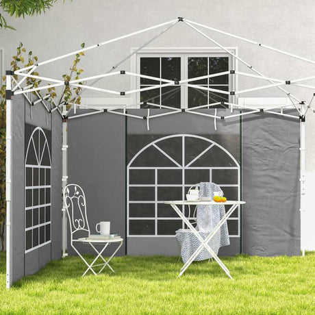 Outsunny Gazebo Side Panels, 2 Pack Sides Replacement, for 3x3(m) or 3x6m Pop Up Gazebo, with Windows and Doors, Light Grey