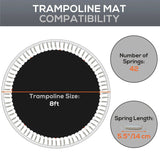 SPORTNOW Trampoline Replacement Mat with Spring Pull Tool, 42 V-Hooks, for 8ft Trampoline using 14cm Springs, Black