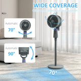 HOMCOM Pedestal Air Circulation Fan with Oscillating, Light Off, Grey