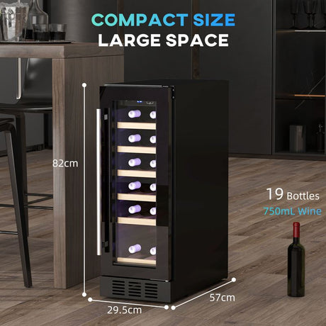 HOMCOM 19 Bottle 5-18℃ Wooden Rack Wine Fridge - Black