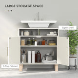 HOMCOM Under Sink Cabinet for Basin without Pedestal - Cream White