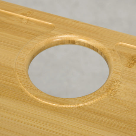 HOMCOM Portable Bamboo Top Wine and Glass Picnic Table