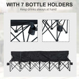 Outsunny 6 Seater Folding Camping Chair with Cup Holder & Carry Bag - Black