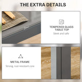 HOMCOM 5-Piece Kitchen Dining Table Set with 4 Faux Leather Metal Frame Chairs Glass Tabletop Desk for Dining Room, Kitchen, Dinette, Grey