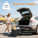 Outsunny 41L Festival Trolley on Wheels, Compact Garden Folding Trolley Cart, 60kg Heavy Duty Collapsible Foldable Wagon with Adjustable Handle and Carrying Bag for Beach, Camping, Festival, Black