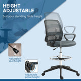 Vinsetto 102.5-126cm Draughtsman Office Chair, with Footrest - Grey
