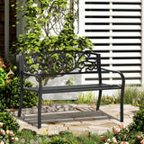 Outsunny 2-Seater Garden Bench, Steel-Black