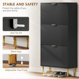 HOMCOM Elegant Three-Drawer Shoe Cabinet - Black