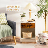 Set of 2 Nightstand with 1 Drawer and Storage Compartment
