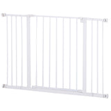 PawHut Dog Gate Pet Safety Gate Stair Barrier Pressure Fit Adjustable 76-82/86-97/101-107 cm, White