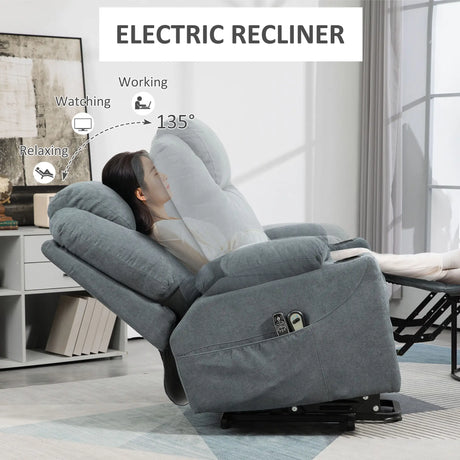 HOMCOM Lift-And-Recline Massage Armchair, with Heat - Grey