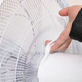 HOMCOM 16'' Pedestal Stand Fan, 3 Speed 3 Mode, 85 Oscillation, LED Panel, 3M Remote Controller, Height Adjustable for Living Room, Bedroom, Garage, Office, Black and White