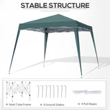 Outsunny 3 M x 3 M Base/ 2.5 M x 2.5 M Top Pop Up Gazebo with Carry Bag, Height Adjustable Slant Leg Party Tent Instant Event Shelter for Garden, Patio, Green