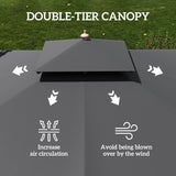 Outsunny 3 m Square Canopy Parasol - Black