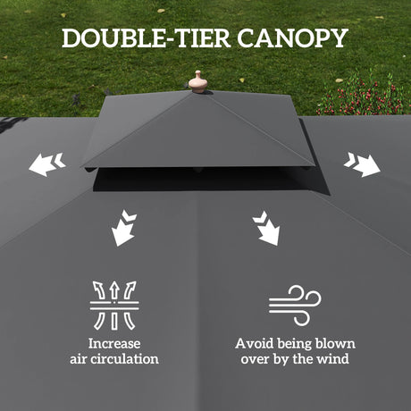 Outsunny 3 m Square Canopy Parasol - Black