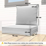 Outsunny Outdoor Seat and Back Cushion Set, 63L x 55W x 15Dcm Patio Deep Seating Chair Fade Resistant Replacement Cushion, Light Grey