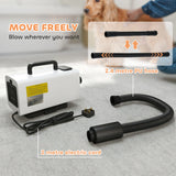 PawHut 2200W Dog Hair Dryer with Auto Adjustable Temperature & Airflow, 3 Nozzles, Digital Screen, for Dogs Cats, White