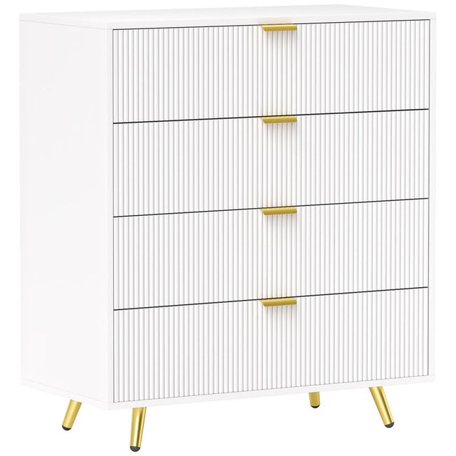 HOMCOM Elegant Four-Drawer Bedside Table - White