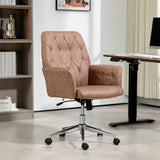 Vinsetto Office Desk Chair, Microfibre Vanity Chair with Height Adjustable, Armrest, Swivel Chair for Home, Coffee