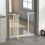 PawHut Adjustable Safety Gate w/ Two Extensions, Four Adjustable Screws, White