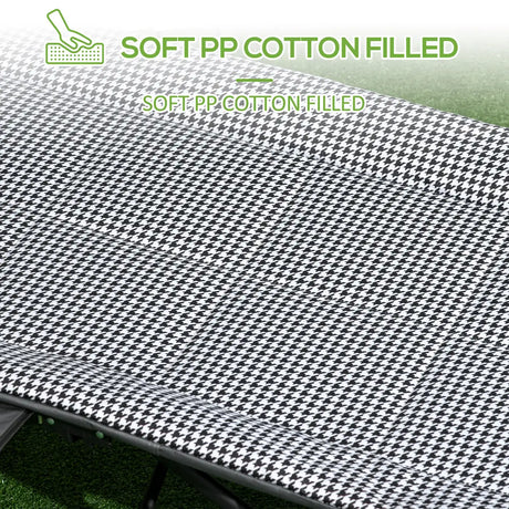 Outsunny Foldable Camp Bed, Padded Patio Camping Bed with Carry Bag, Magazine Bag and Cup Holder for Outdoor, Garden, Black