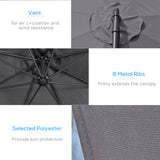 Outsunny 3(m) Garden Parasol Sun Shade Patio Banana Hanging Umbrella Cantilever with Crank Handle and Cross Base Grey