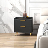 HOMCOM Elegant Two-Drawer Bedside Table Set of 2 - Black