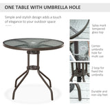 Outsunny 6 Piece Garden Dining Set with Umbrella, Outdoor Dining Sets with Parasol, 4 Folding Dining Chairs & Round Tempered Glass Table, Grey
