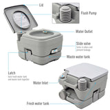 HOMCOM 10L Portable Travel Toilet Outdoor Camping Picnic with 2 Detachable Tanks & Push-button Operation, Grey