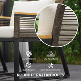 Outsunny Four Piece Wicker Rope Garden Furniture Set with Glass Top Coffee Table - Grey