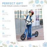 HOMCOM Kids Scooter Kick Scooter, with 12" EVA Tyres, Rear Brake, Big Wheels Scooter for 5-12 Years , Blue