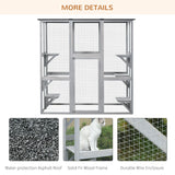PawHut Wooden Catio Cat Outdoor Enclosure, Cat Cage with Waterproof Roof, Platforms, for Multiple Kittens, 180 x 98 x 180 cm